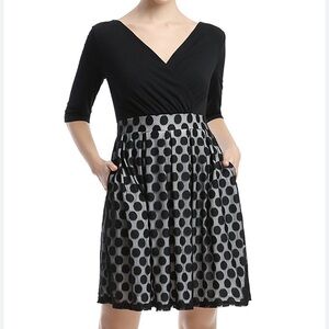 Phistic Womens Bailey Polka Dot Skirt Fit & Flare Dress Black New With Tags Size